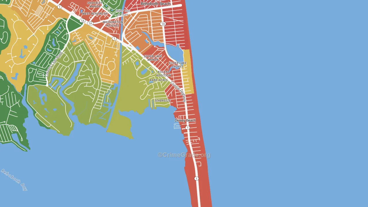 Dewey Beach, DE Map of Theft Rates