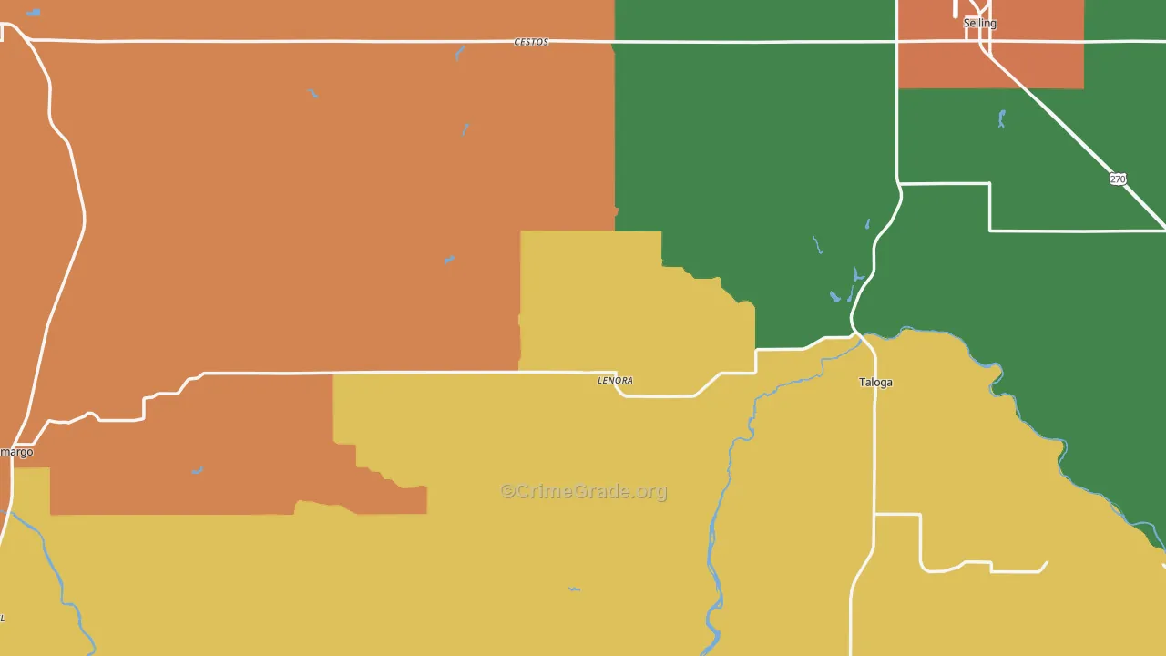 Dewey County, OK Map of Theft Rates