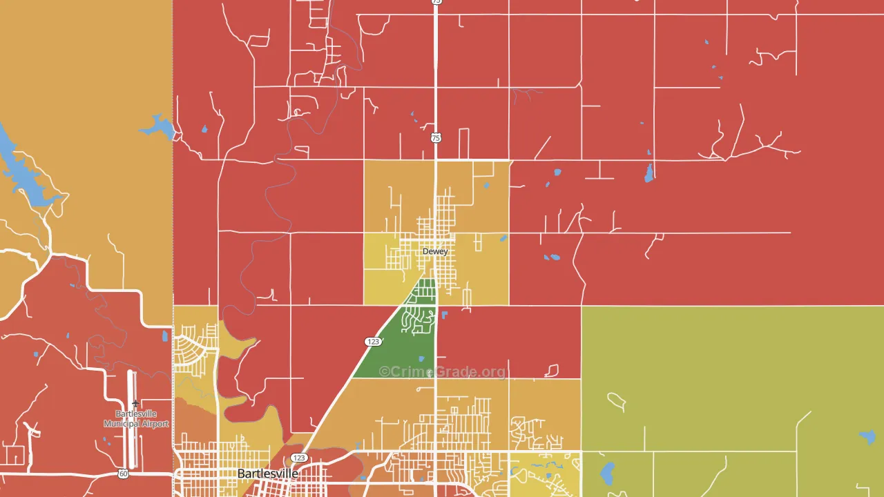 Dewey, OK Map of Theft Rates