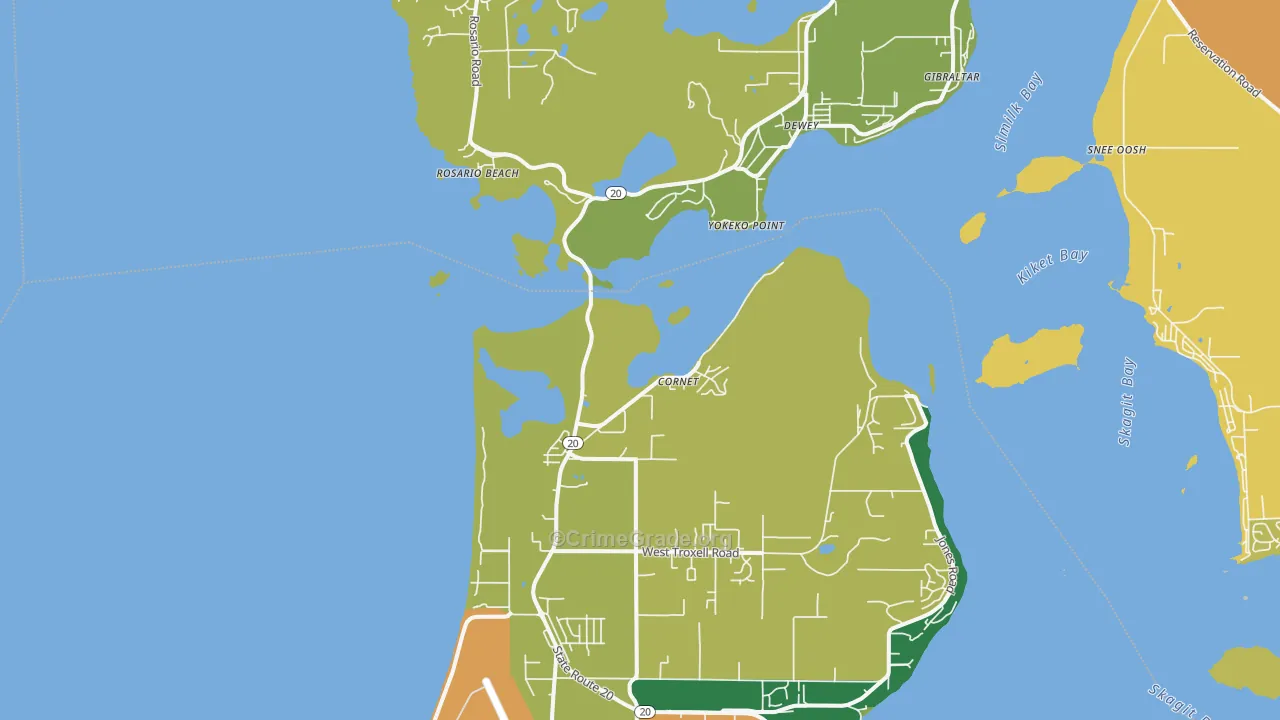 Dewey, WA Map of Theft Rates