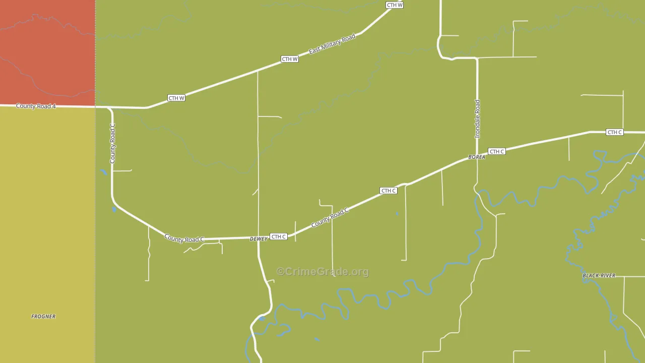 Dewey, WI Map of Theft Rates