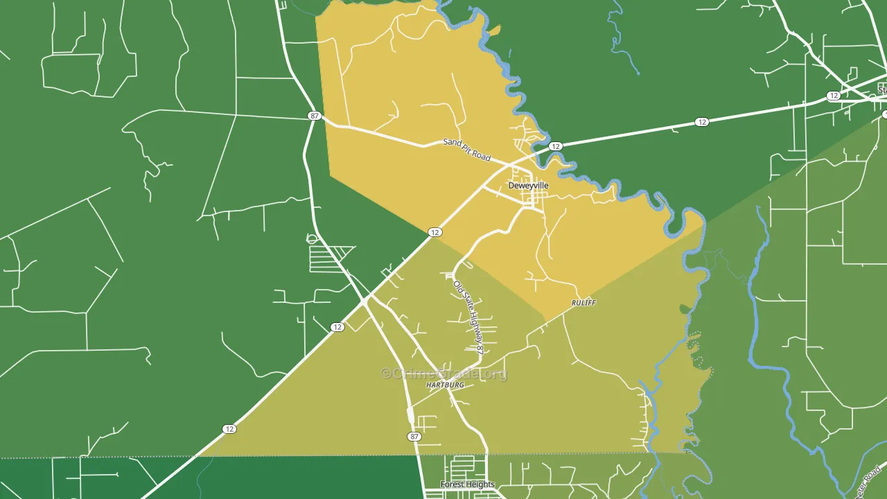 Deweyville, TX Map of Theft Rates