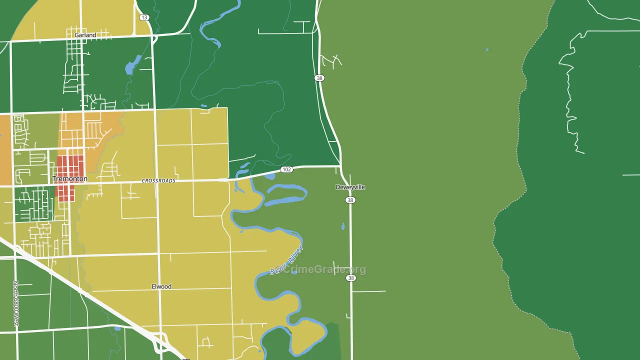 Deweyville, UT Map of Theft Rates