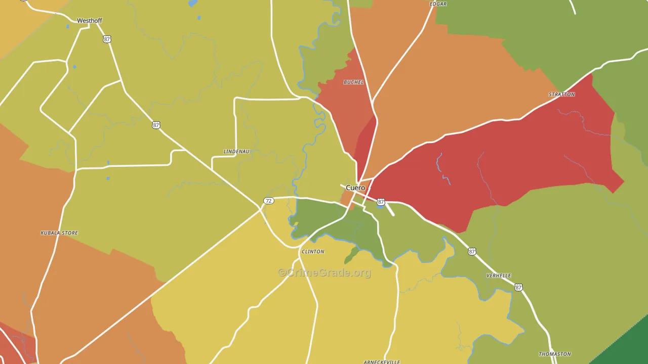 DeWitt County, TX Map of Theft Rates