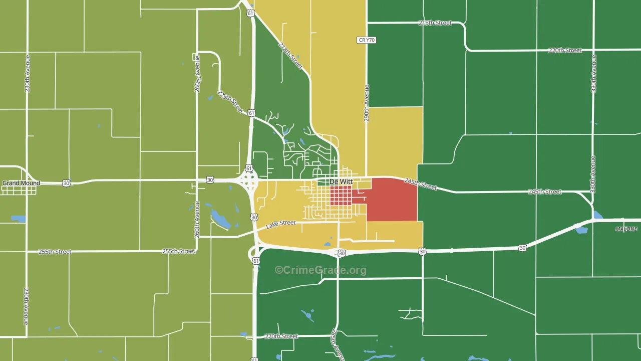 DeWitt, IA Map of Theft Rates