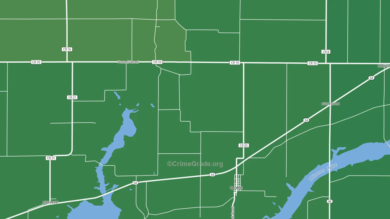 Dewitt, IL Map of Theft Rates