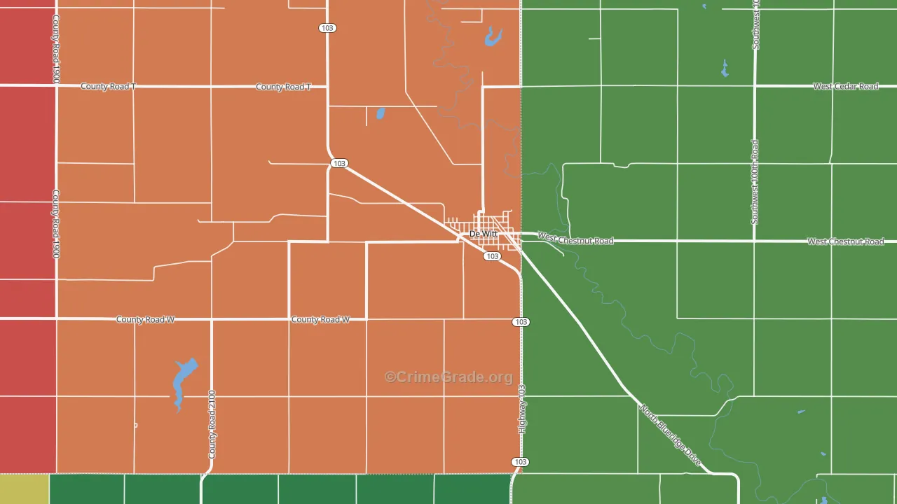 DeWitt, NE Map of Theft Rates