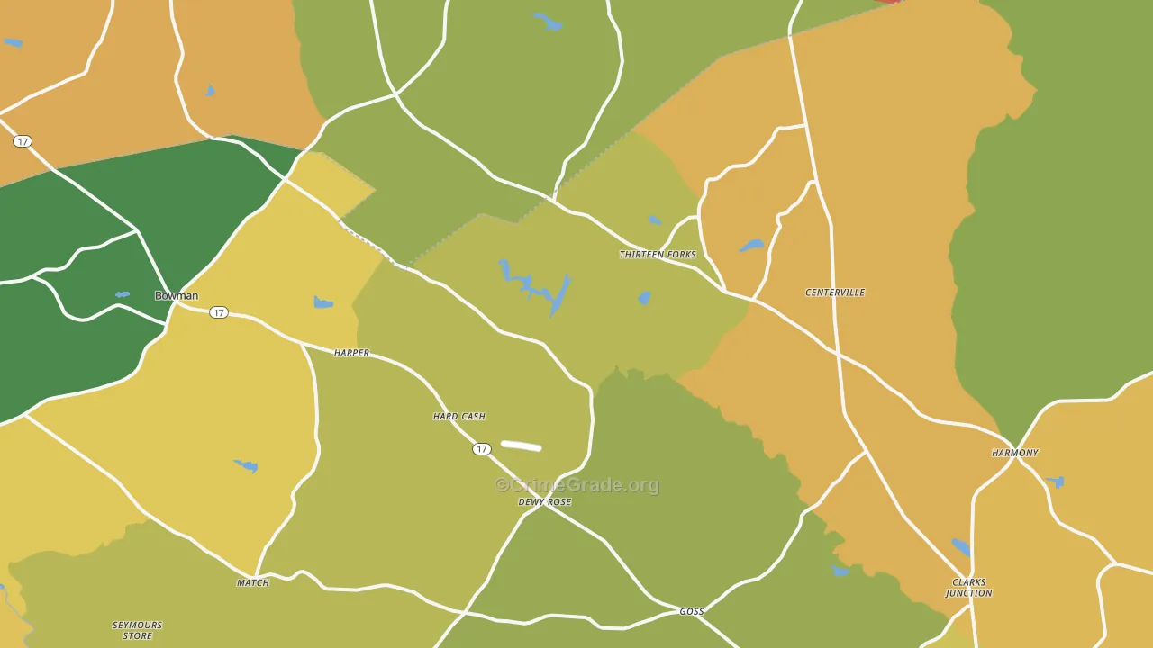 Dewy Rose, GA Map of Theft Rates