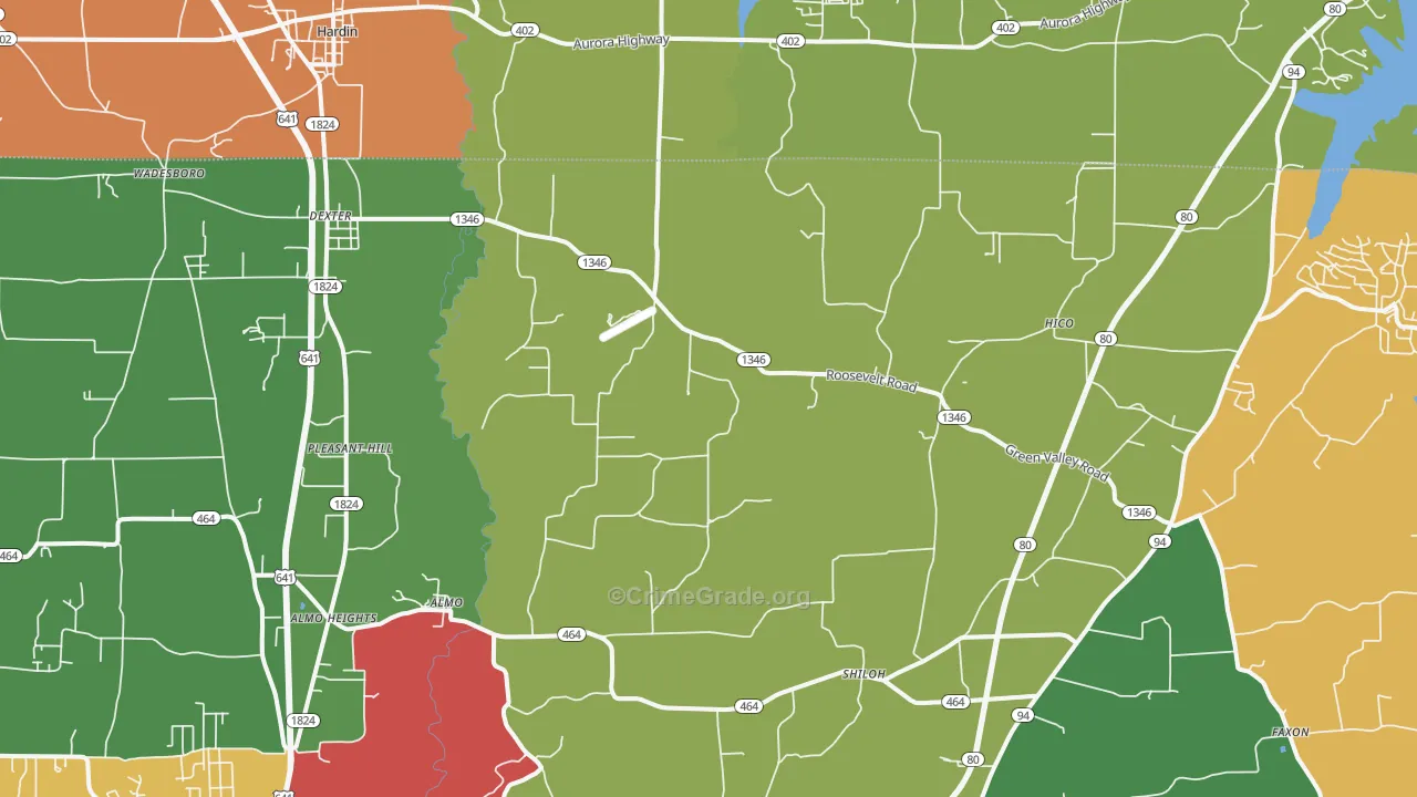 Dexter, KY Map of Theft Rates