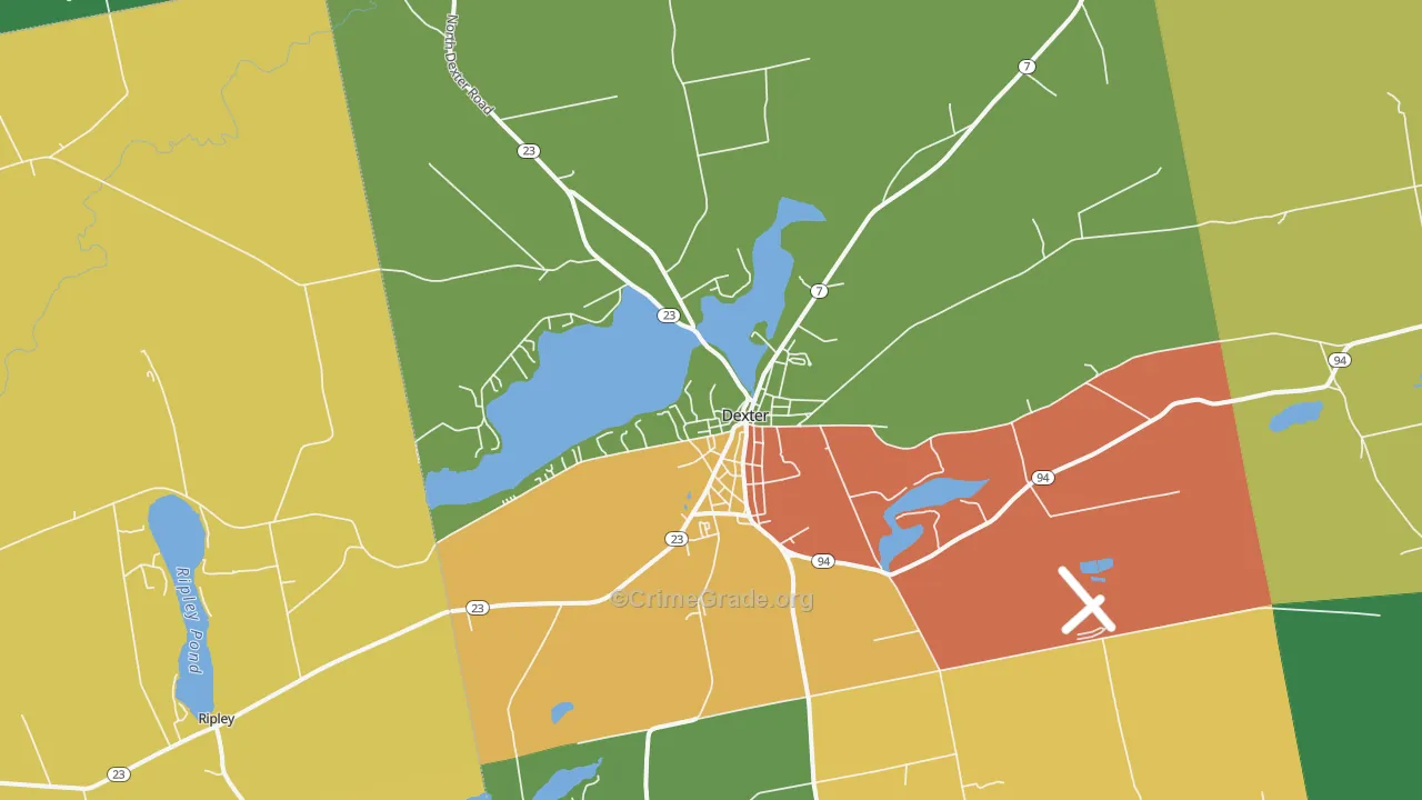 Dexter, ME Map of Theft Rates