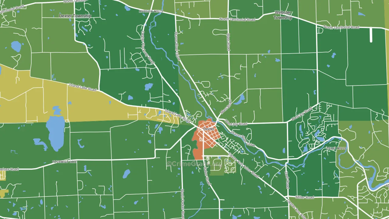 Dexter, MI Map of Theft Rates