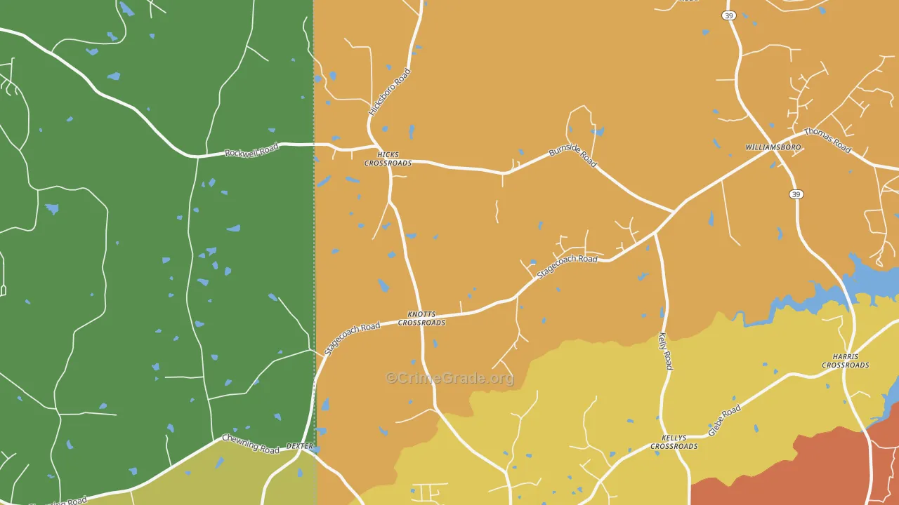 Dexter, NC Map of Theft Rates
