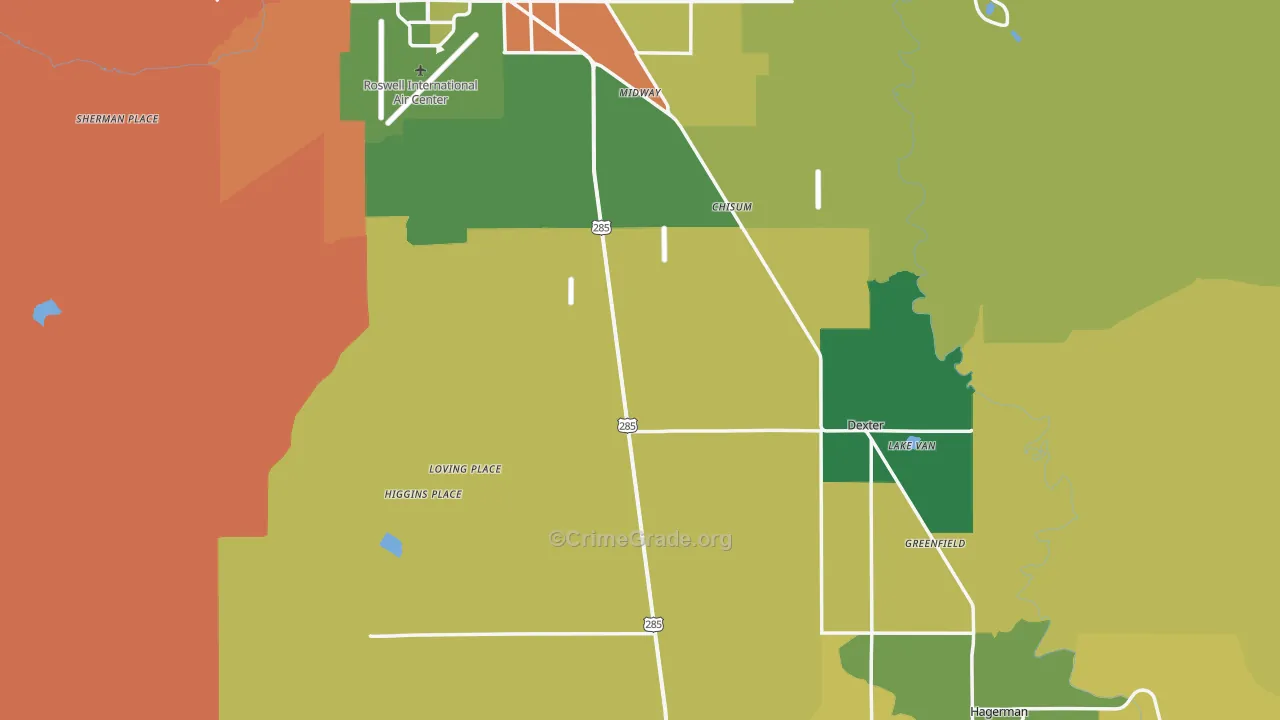 Dexter, NM Map of Theft Rates