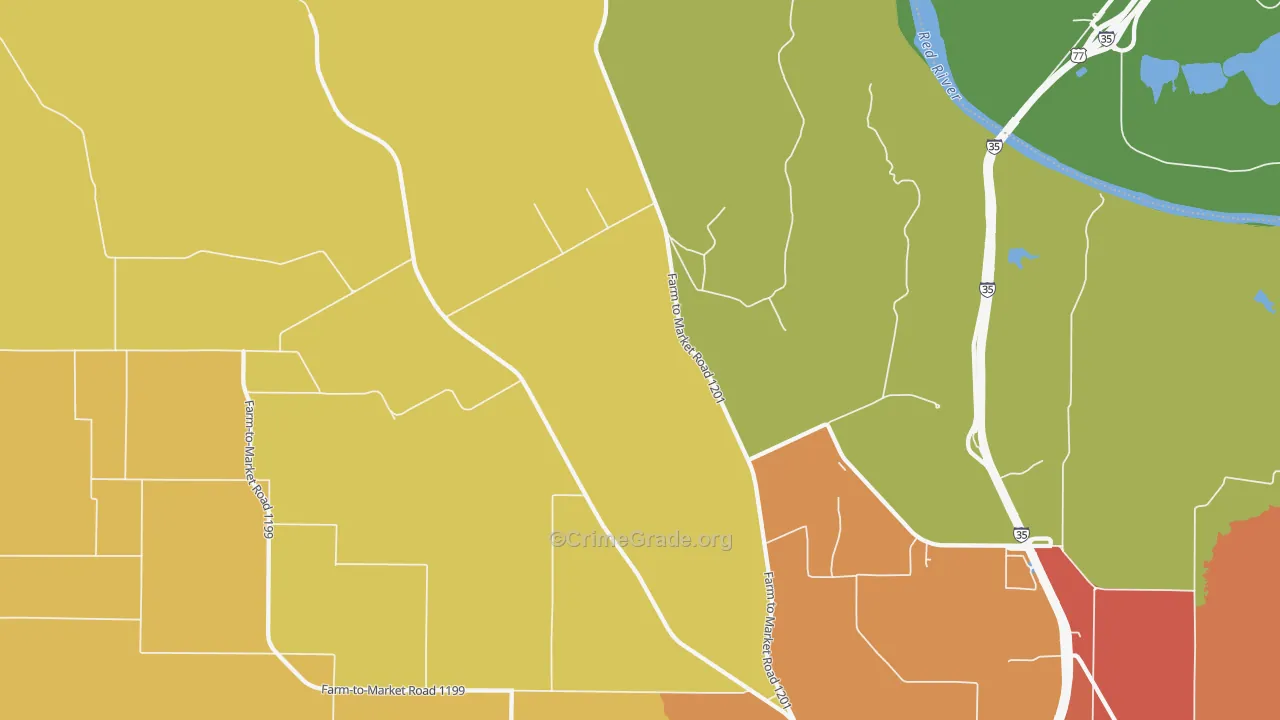 Dexter, TX Map of Theft Rates
