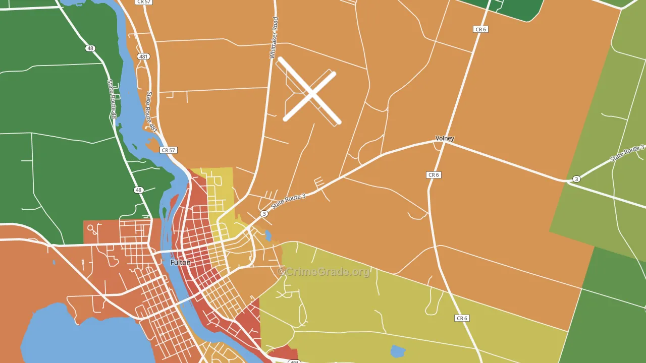 Dexterville, NY Map of Theft Rates