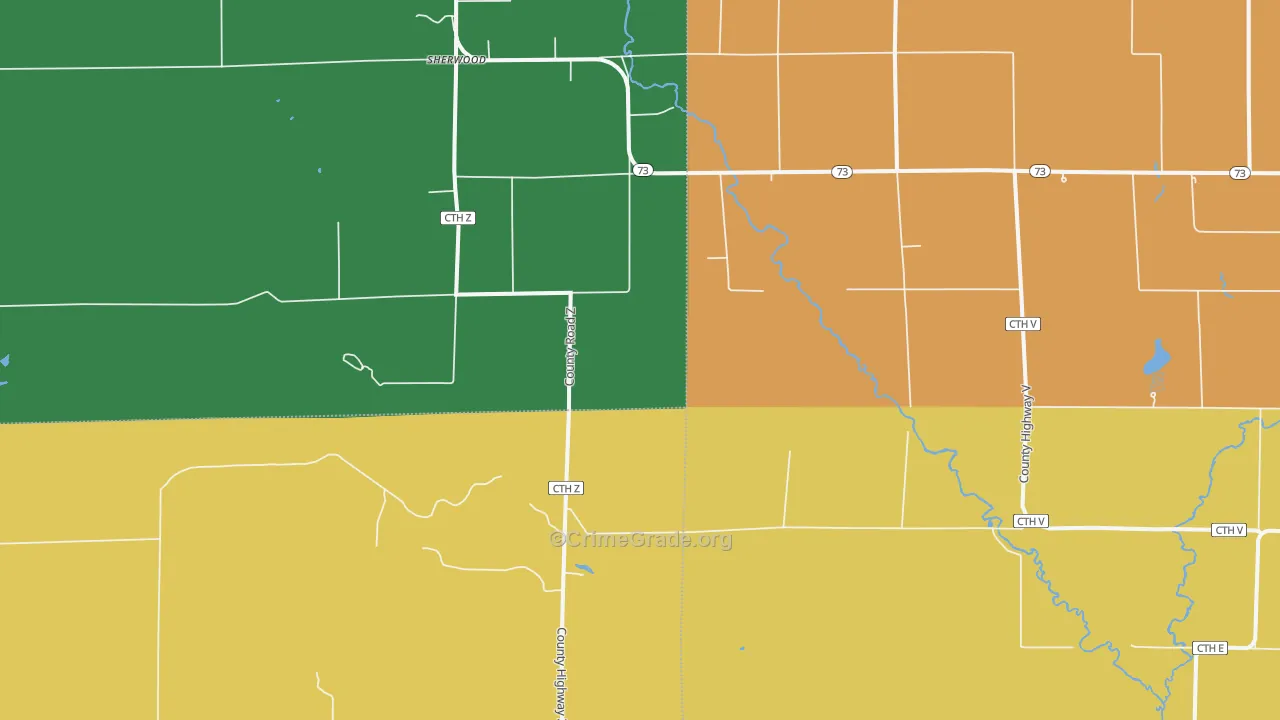 Dexterville, WI Map of Theft Rates