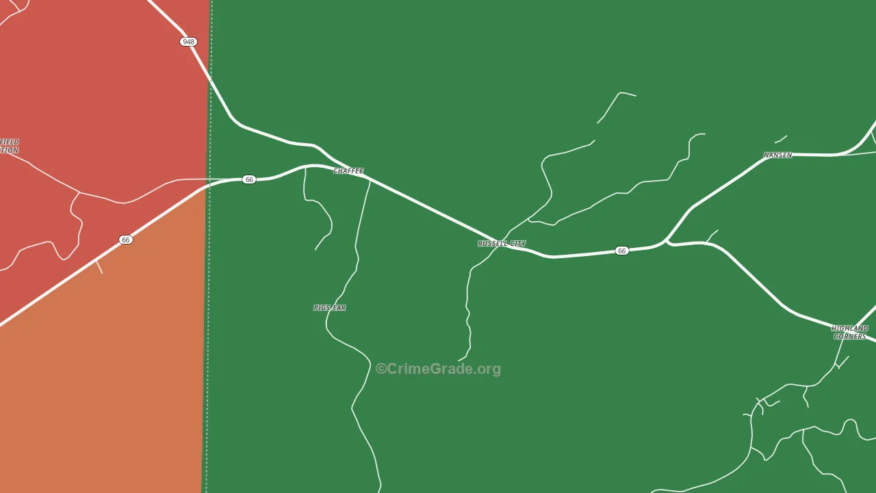 DeYoung, PA Map of Theft Rates