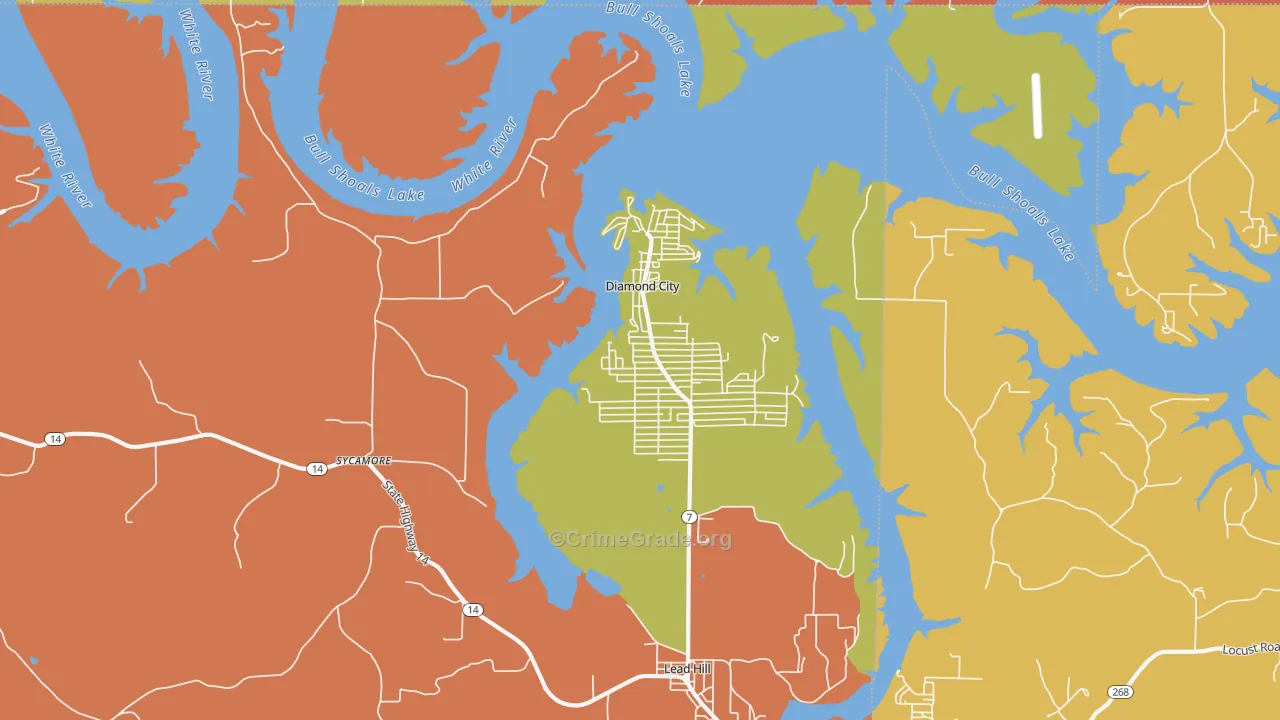 Diamond City, AR Map of Theft Rates