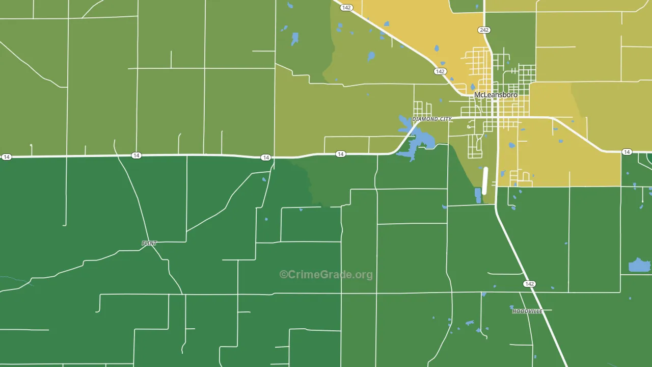 Diamond City, IL Map of Theft Rates