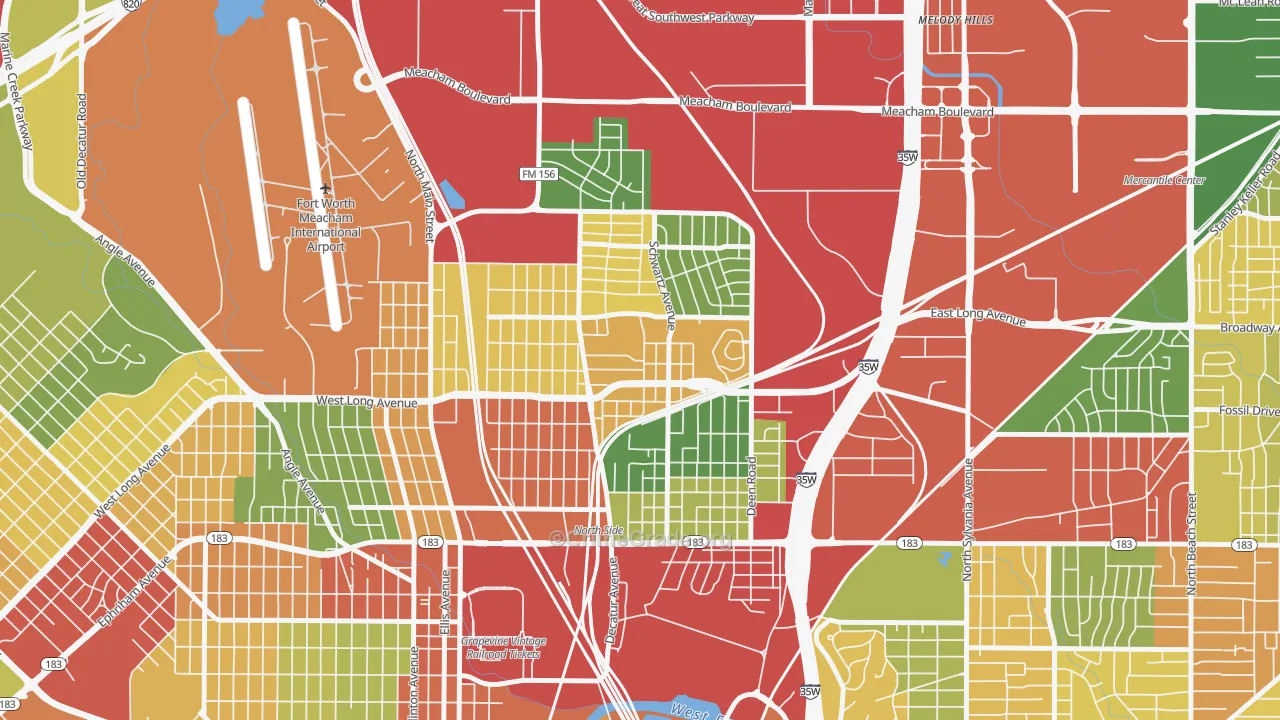Diamond Hill-Jarvis, Fort Worth, TX Map of Theft Rates