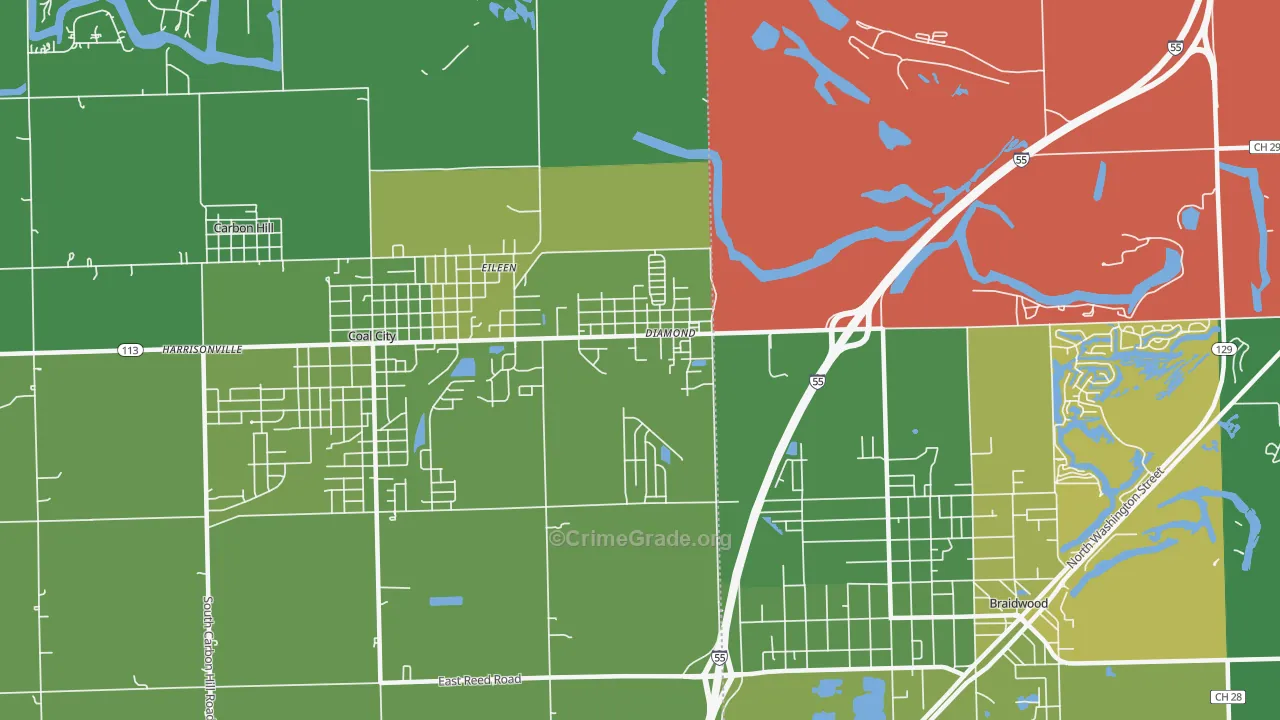 Diamond, IL Map of Theft Rates