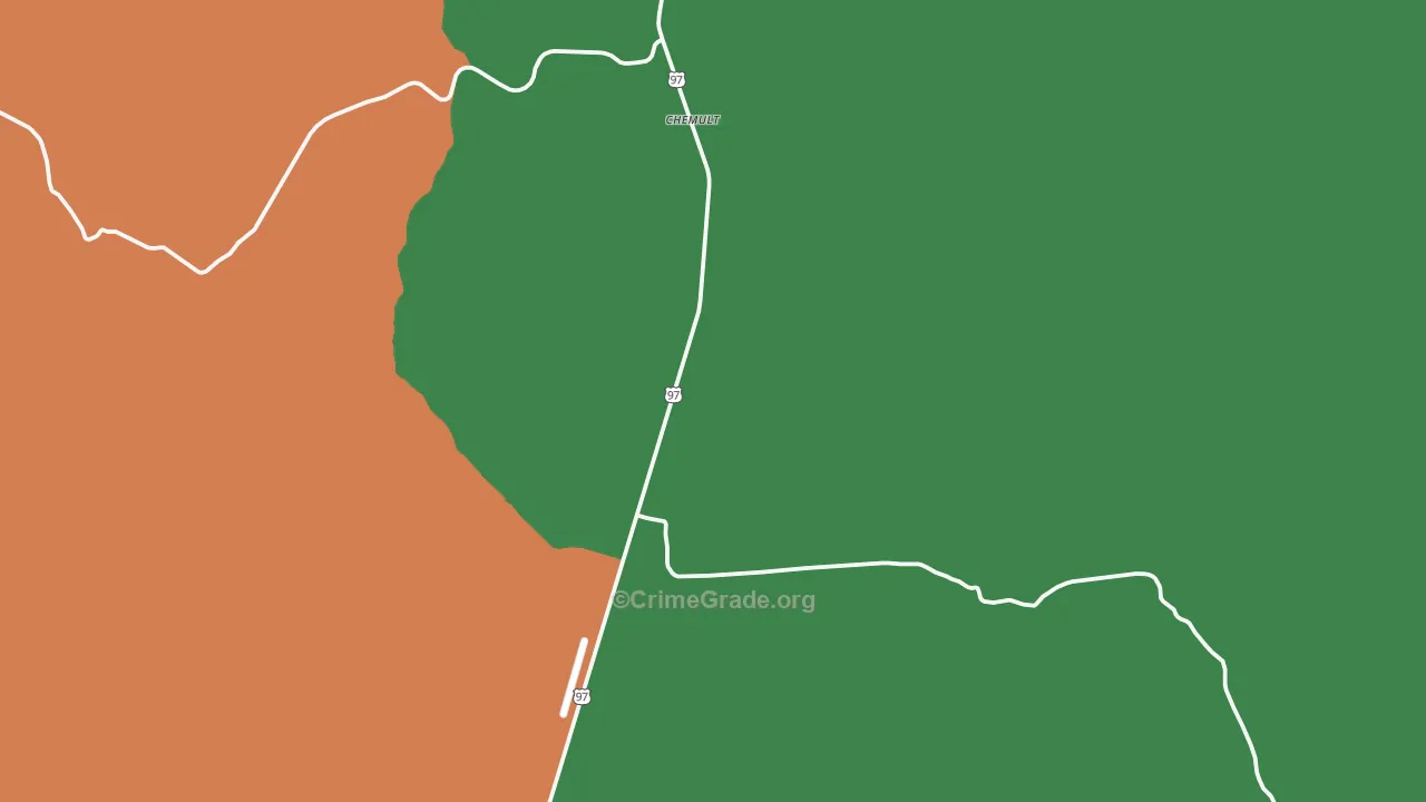 Diamond Lake, OR Map of Theft Rates