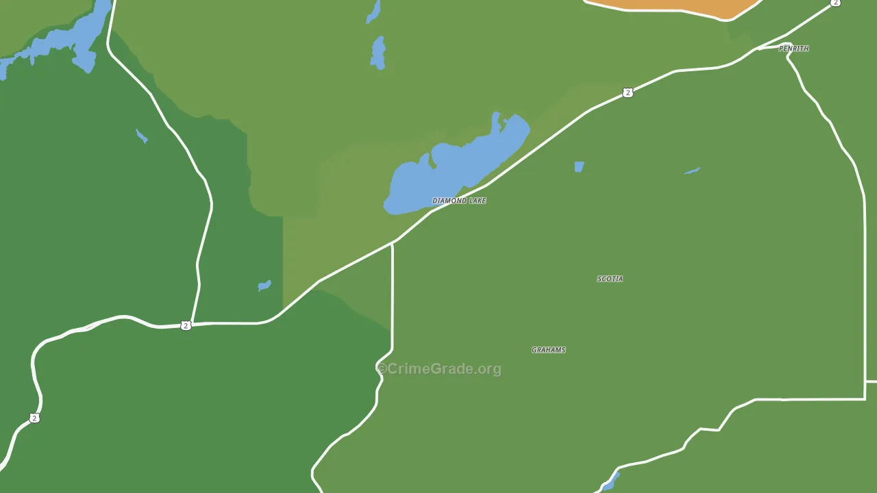 Diamond Lake, WA Map of Theft Rates