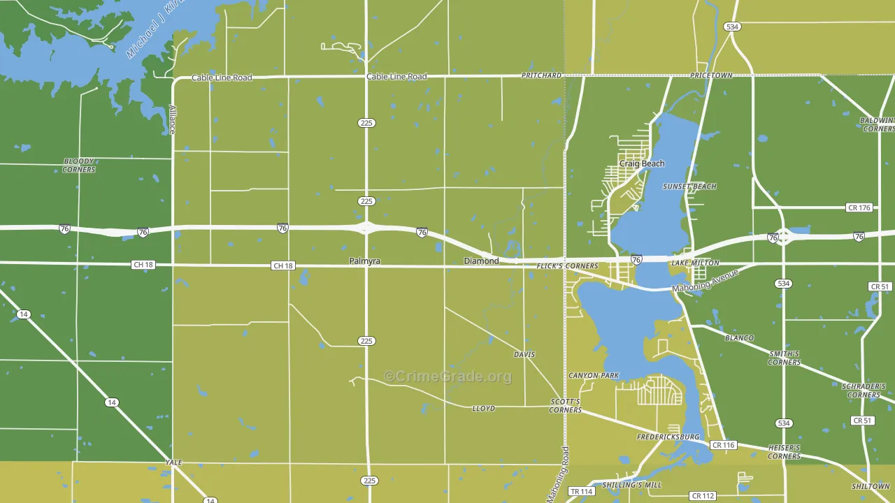 Diamond, OH Map of Theft Rates