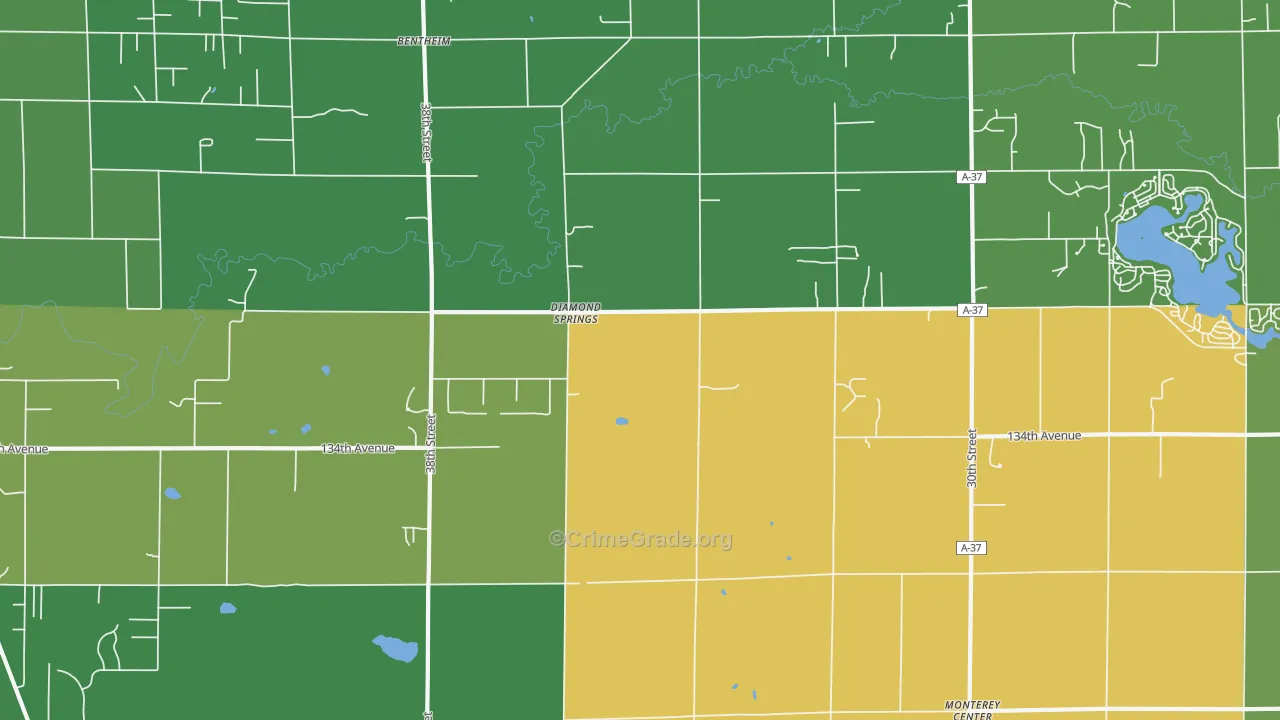 Diamond Springs, MI Map of Theft Rates