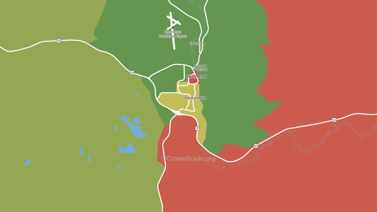 Diamondville, WY Map of Theft Rates