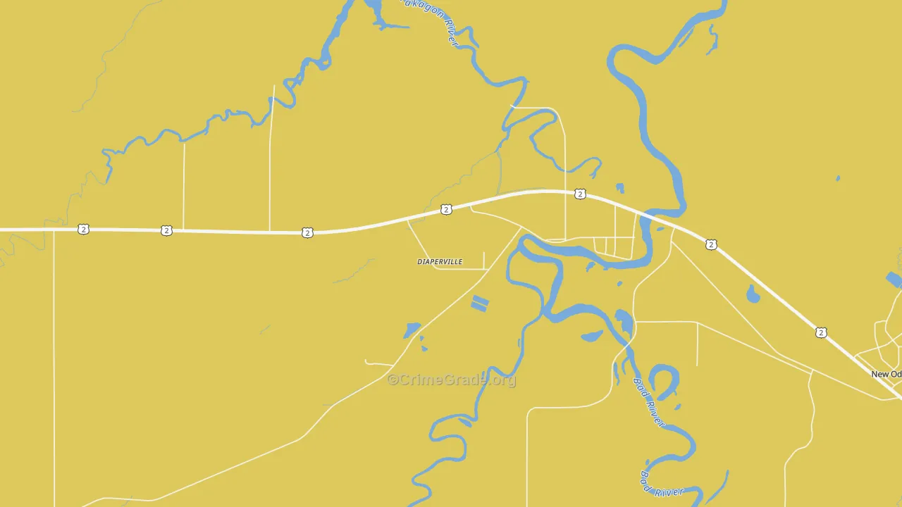 Diaperville, WI Map of Theft Rates