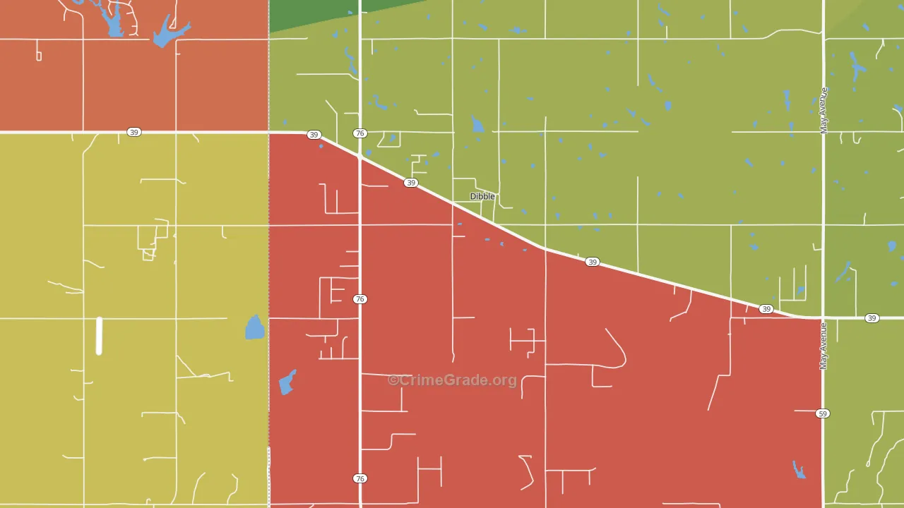 Dibble, OK Map of Theft Rates