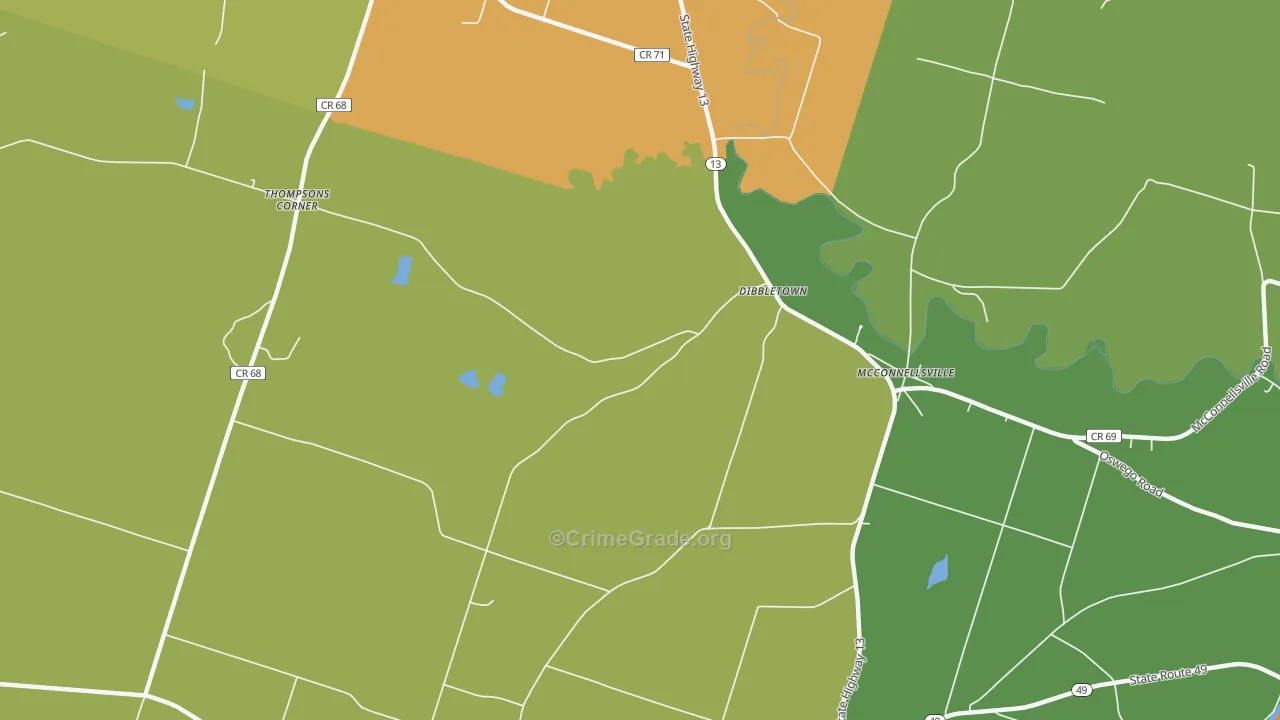 Dibbletown, NY Map of Theft Rates