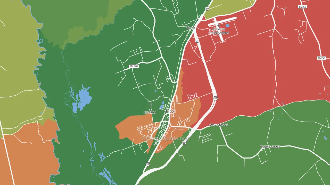 Diboll, TX Map of Theft Rates