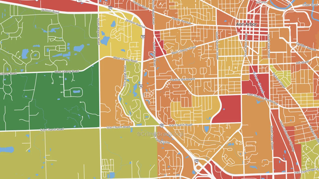 Dicken, Ann Arbor, MI Map of Theft Rates