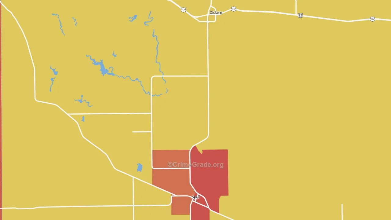 Dickens County, TX Map of Theft Rates
