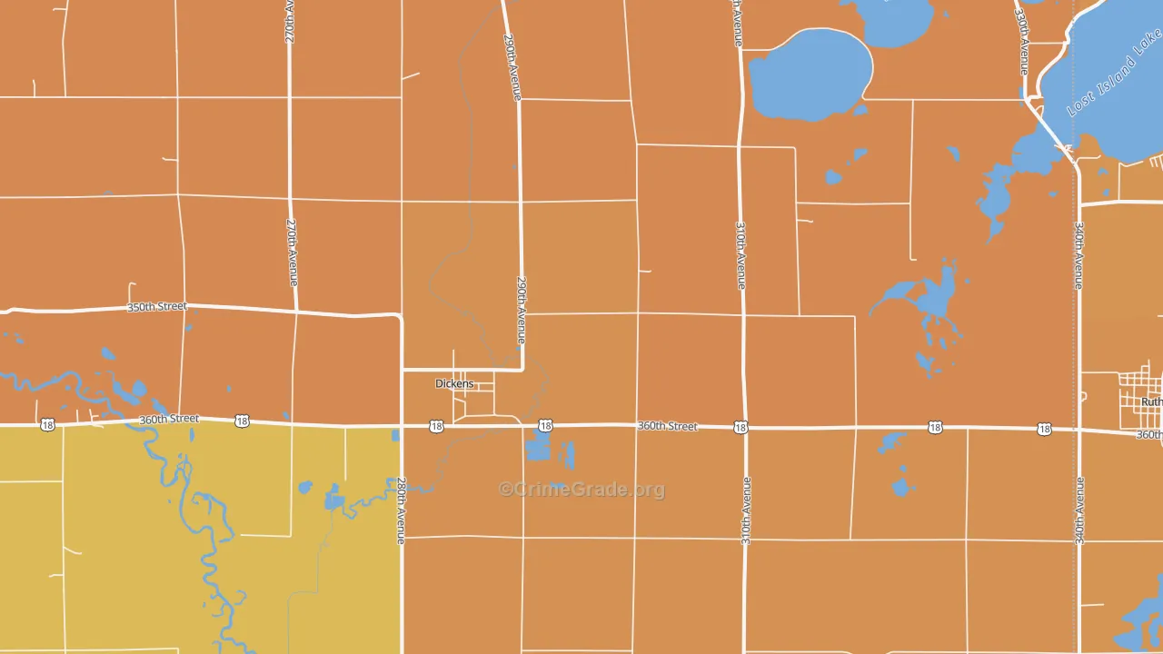 Dickens, IA Map of Theft Rates