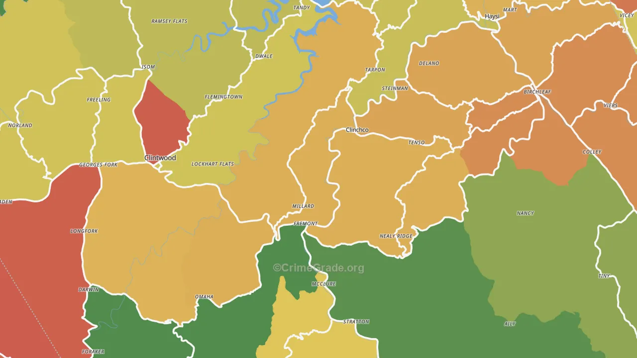 Dickenson County, VA Map of Theft Rates