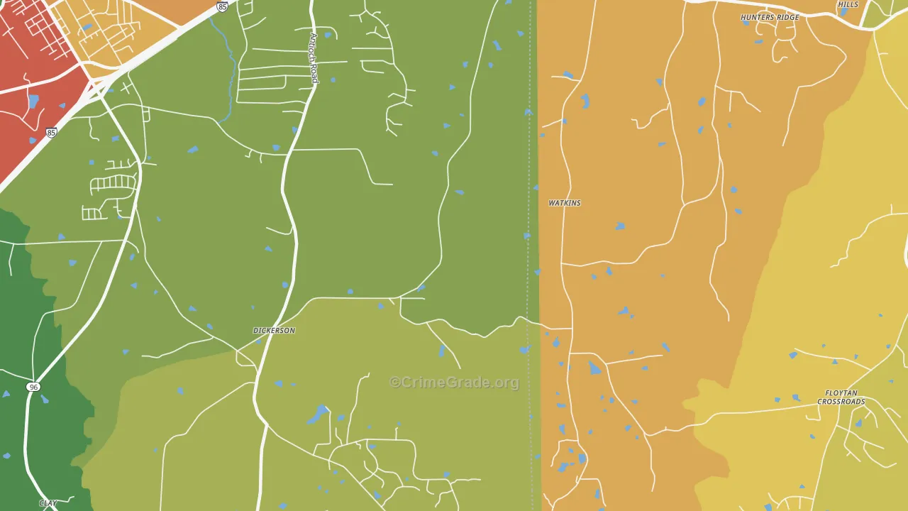 Dickerson, NC Map of Theft Rates