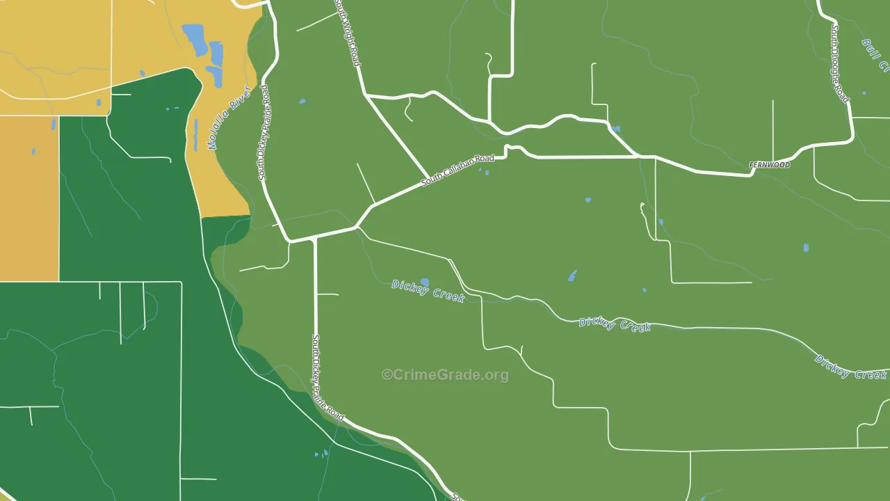 Dickey Prairie, OR Map of Theft Rates