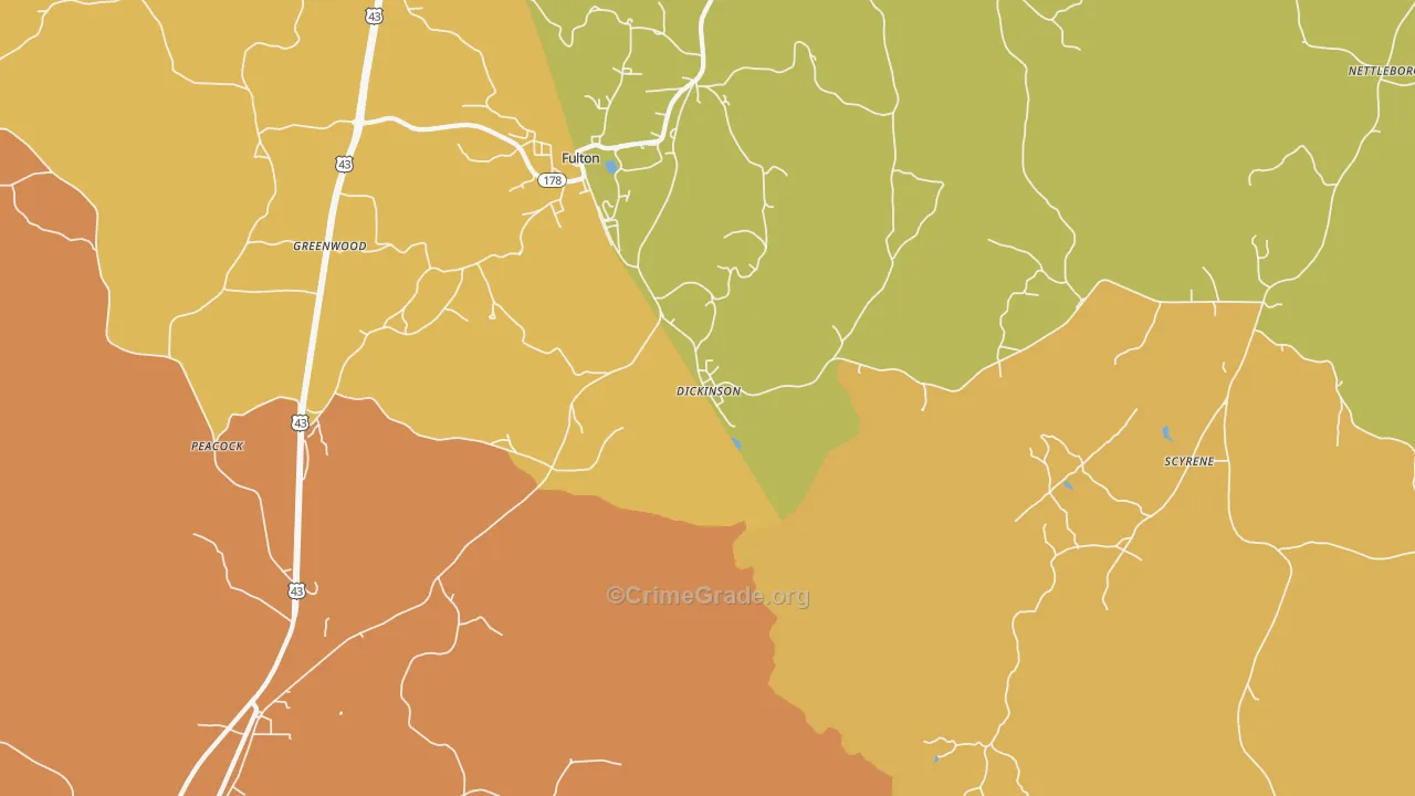 Dickinson, AL Map of Theft Rates