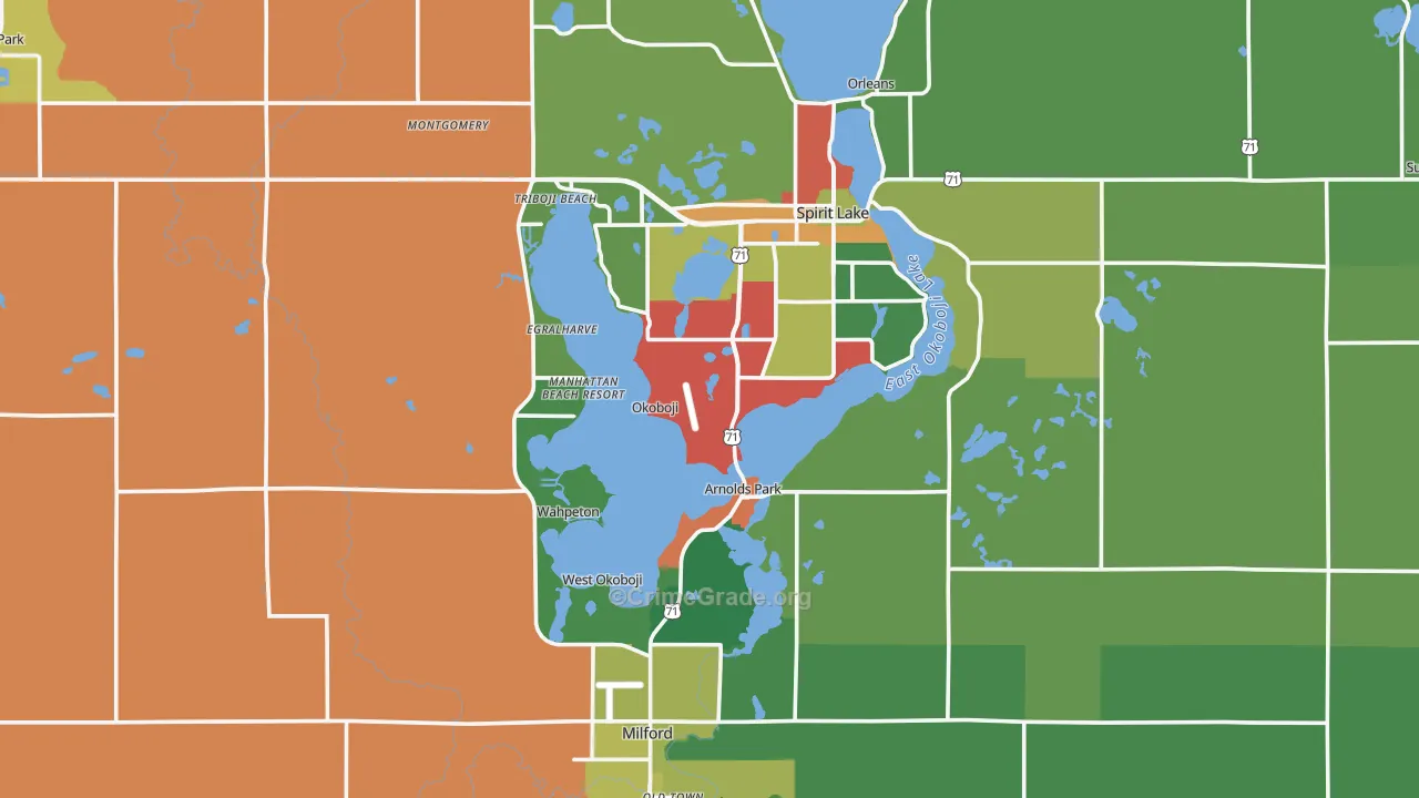 Dickinson County, IA Map of Theft Rates