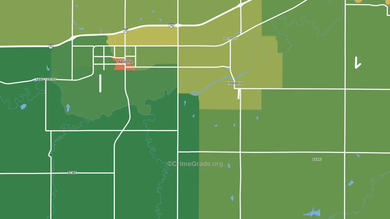 Dickinson County, KS Map of Theft Rates