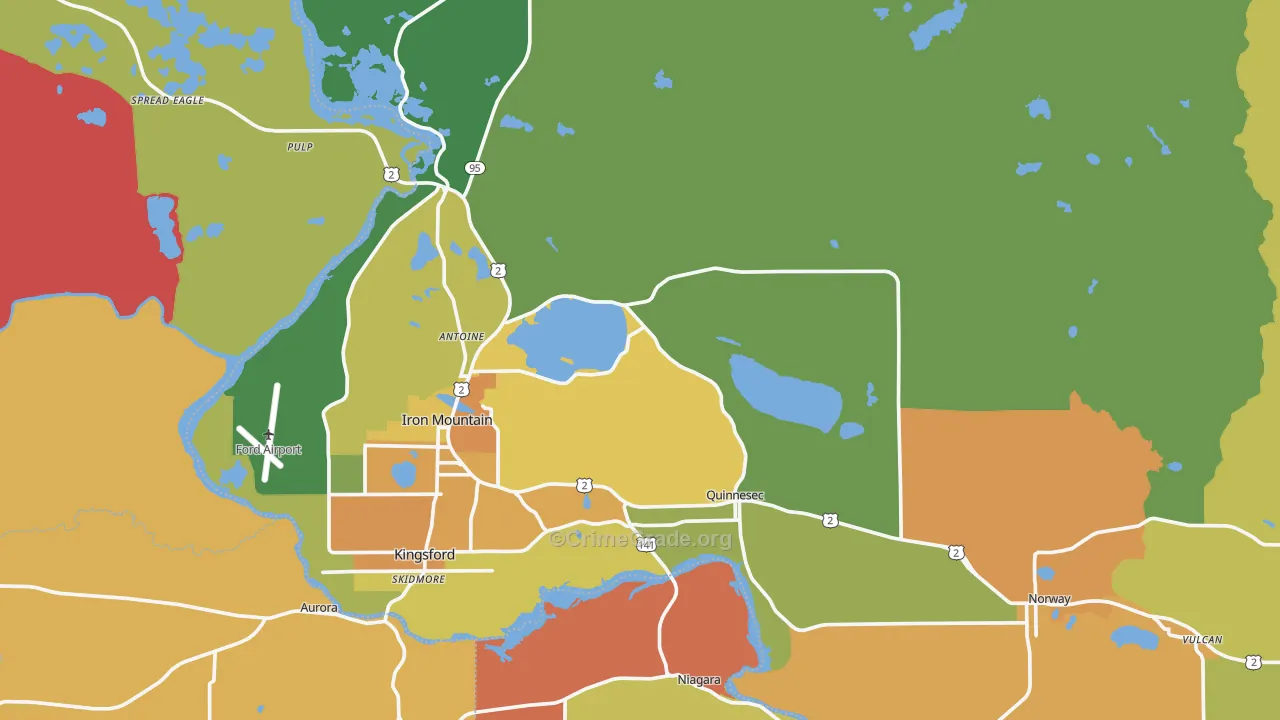 Dickinson County, MI Map of Theft Rates