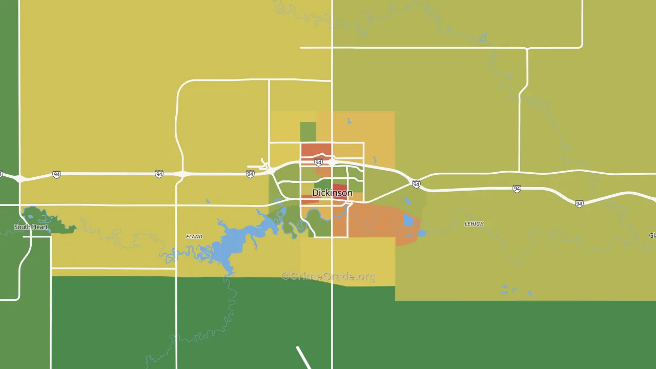 Dickinson, ND Map of Theft Rates