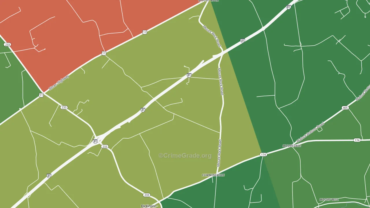 Dickinson, PA Map of Theft Rates