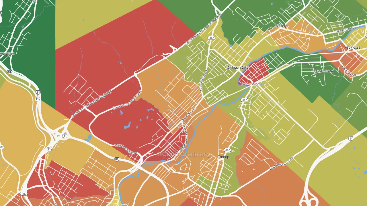 Dickson City, PA Map of Theft Rates