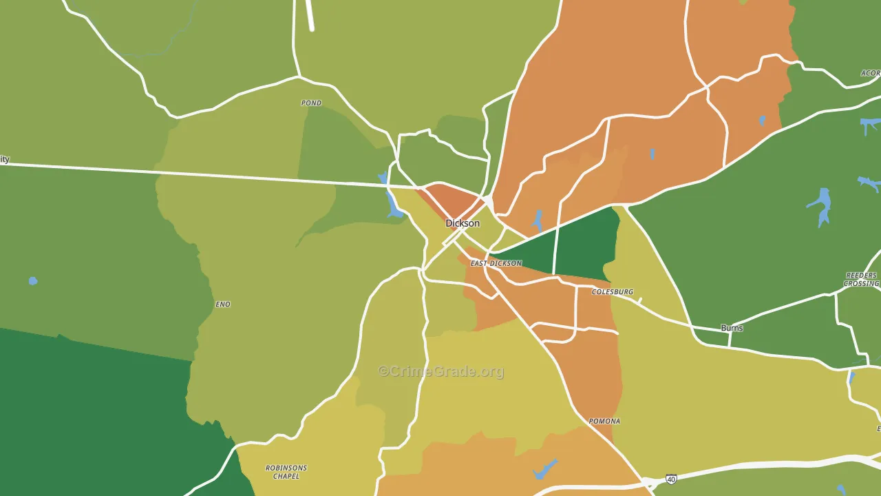 Dickson, TN Map of Theft Rates