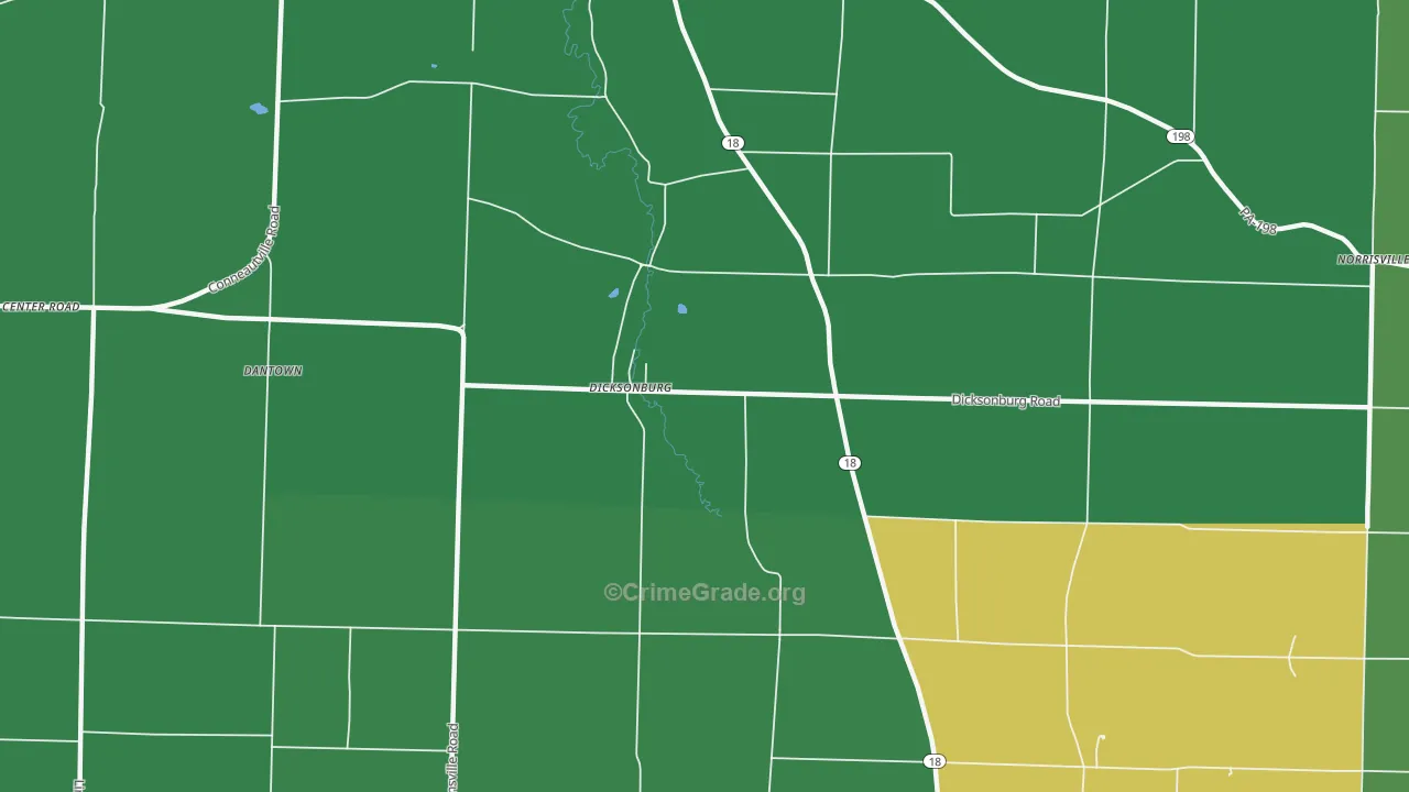 Dicksonburg, PA Map of Theft Rates