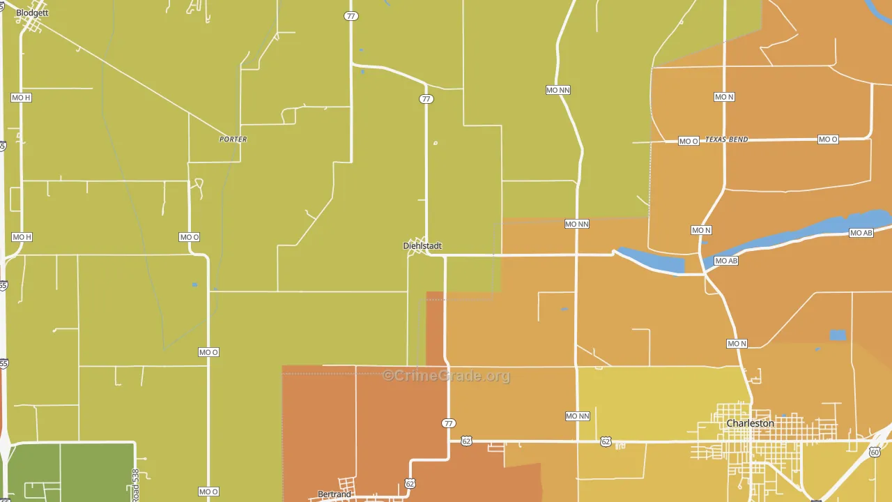 Diehlstadt, MO Map of Theft Rates